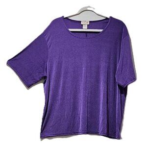 ROYAL PURPLE TRAVEL KNIT CREW NECK SHORT SLEEVE TOP 3X TRAVEL RESORT CRUISE